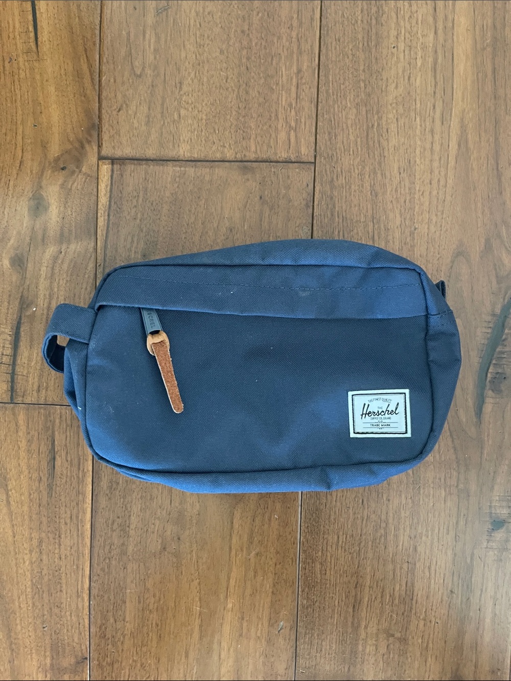 Herschel Supply Company Navy Toiletry Dopp Kit with Leather Pull